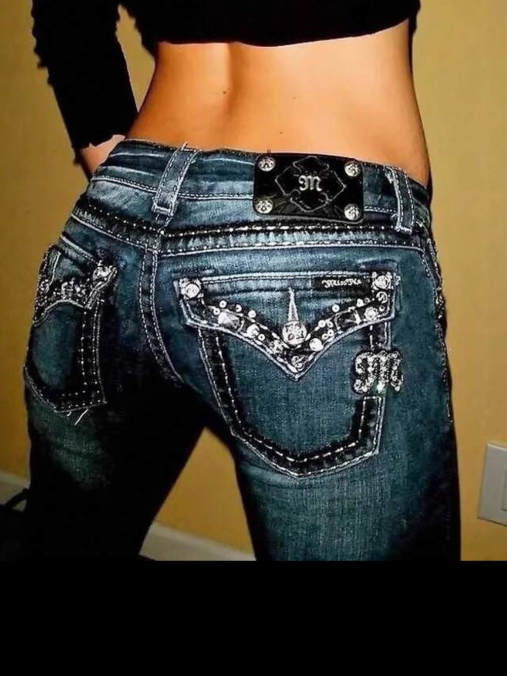Miss Me Embellished Low-Rise Bootcut Jeans - Blue